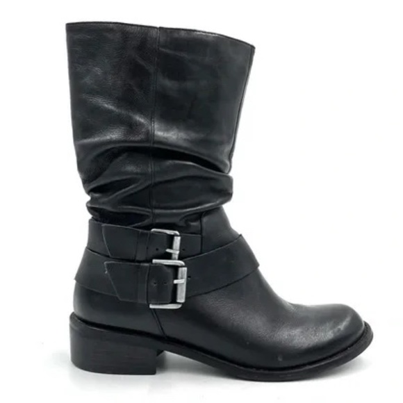 Matisse Engineer (Robbie) Side Buckle Black Leather Moto Biker Boots Size 6.5 - Picture 1 of 16